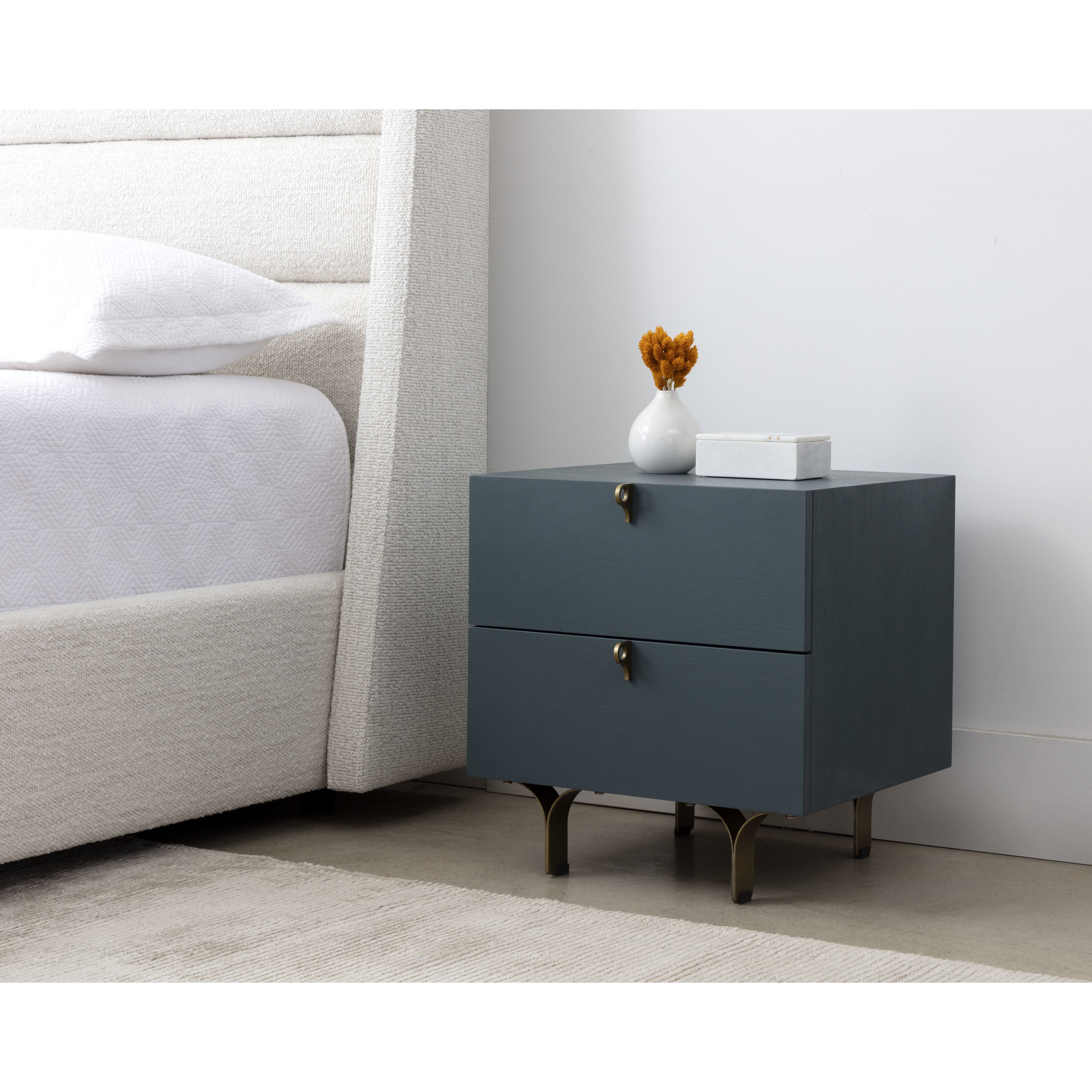 Celine 20.5 X 19.75 inch Teal Night Stand, Small